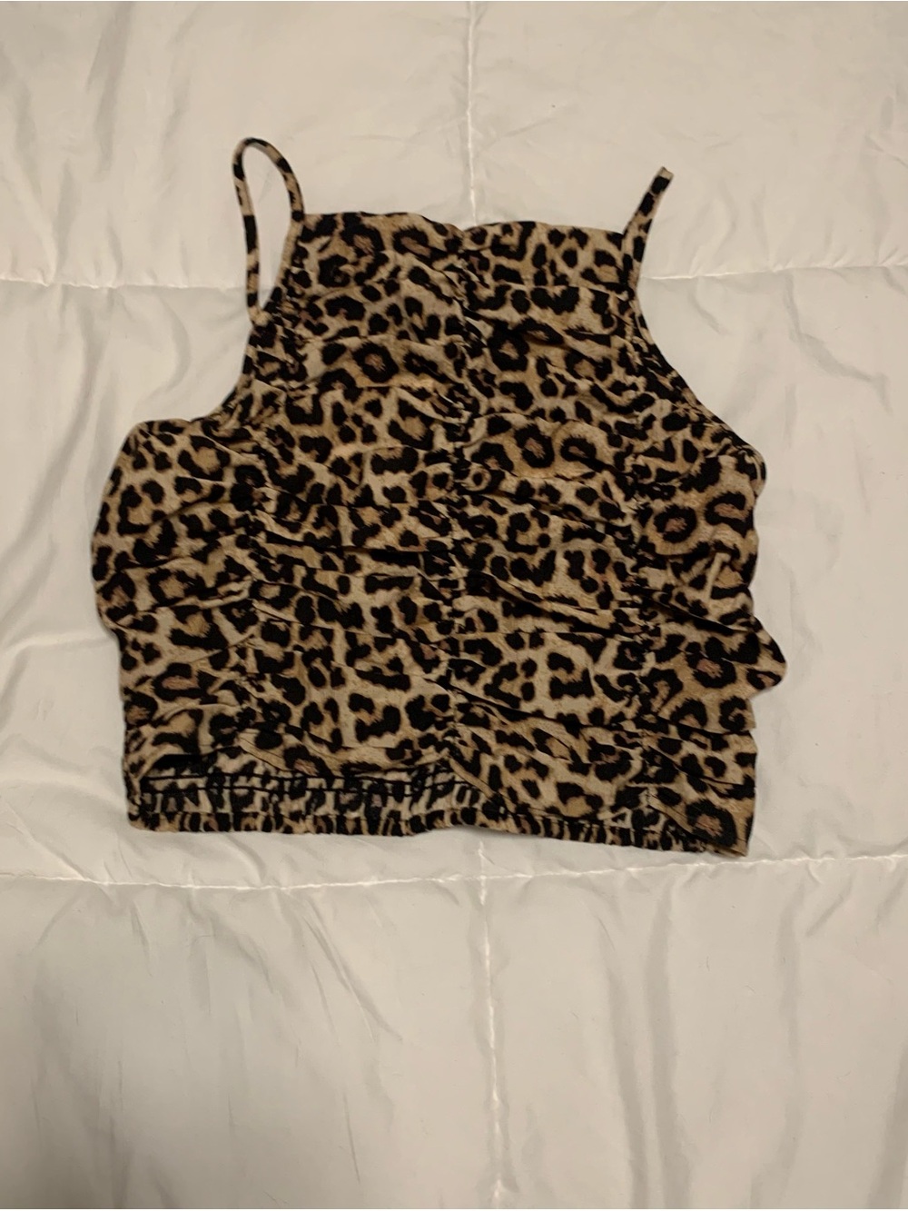 H&M Leopard Print Cropped Cami - Tan and Black